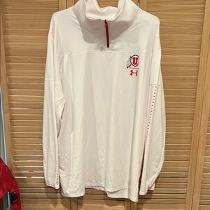 Under Armour White and Red Quarter-Zip Pullover